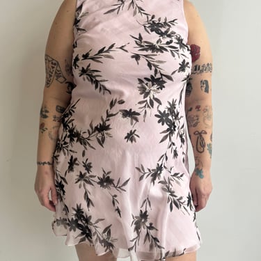 Vintage - Light Pink and Black Bias Dress (1X)