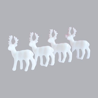 Teeny Tiny White Reindeer, Micro 3/4 inch or 1:144 scale White Plastic Deer 