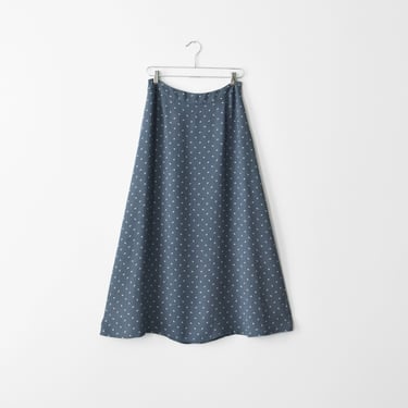 vintage 90s blue floral print maxi skirt, size L 