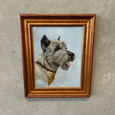 Oil Painting of Schnauzer Dog