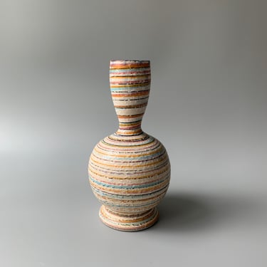 Vintage Mid Century Guildcraft Multi-Stripe Vase, Made in Italy 