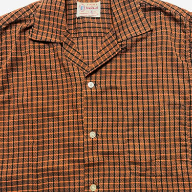 Vintage 1950s PENNEY'S TOWNCRAFT Cotton Sport Shirt ~ S ~ Loop Collar ~ Camp ~ Plaid / Atomic 