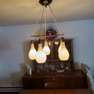 Fabulous Danish Mid Century Modern 5 Light Cord Chandelier Holm Sorensen Denmark 
