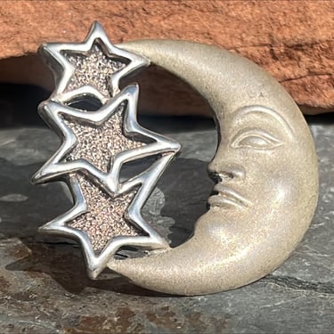 D'Molina ~ Vintage Mexico Sterling Silver Moon and Stars Pin / Brooch 