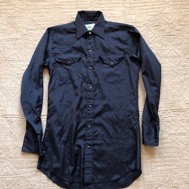 70s Black Pearlsnap Western Shirt Small 