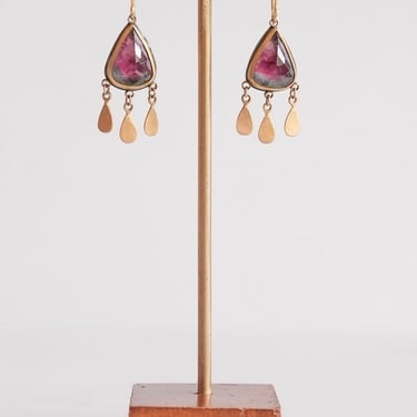 Ananda Khalsa | Rosecut Teardrop Watermelon Tourmaline Earring