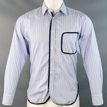 COMME des GARCONS HOMME Size XS Blue White Stripe Contrast Trim Cotton Long Sleeve Shirt