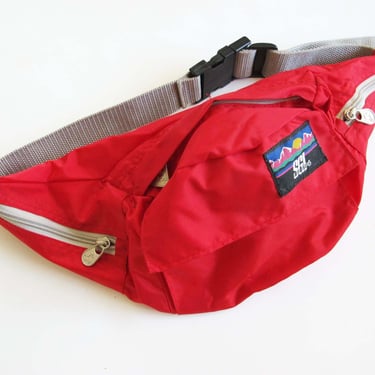 90s Red Fanny Pack - Vintage Nylon Side Bag - SGI 1990s Bum Bag - Single Strap Shoulder Bag 