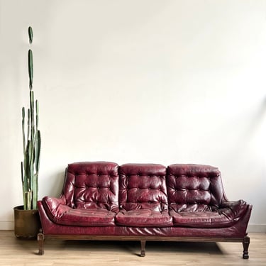 Vintage Mid Century Vegan Leather Sofa