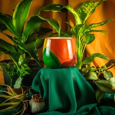 Round Planter Pot | Ceramic | Design: Palm 