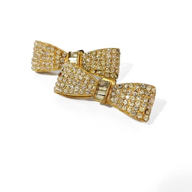 Gold Rhinestone Bow Shoe Clips