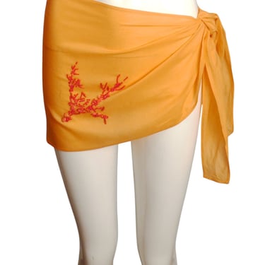 CHRISTIAN DIOR- Orange Sequin Batiste Sarong Skirt, Size 6