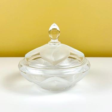 Glass Dish with Frosted Petal Design 
