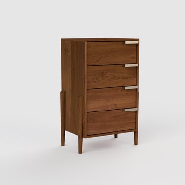 Apollo Tall Dresser - Nickel Pull - Mid-Century Modern Dresser - Solid Wood Bedroom Dresser in White Oak, Cherry, Maple, and Walnut 