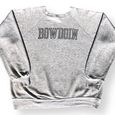 Vintage 70s/80s Champion Bowdoin College Flock Print Crewneck Sweatshirt Pullover Size Large 