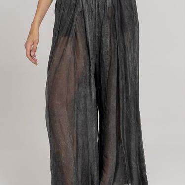 Wide Leg Pants With Sheer Panels