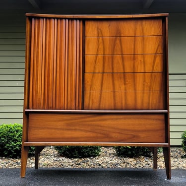 Mid Century Modern Highboy Dresser by Unagusta for the Strata Series 