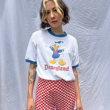 Disneyland Tshirt / Donald Duck / 1970's Cotton Tee / Unisex Disney / Mouseketeer / California Tourist Tshirt / Unisex / Ringer Tee 