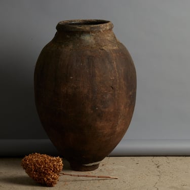 19th Century Portuguese Terra Cotta Oil Jar with Markings