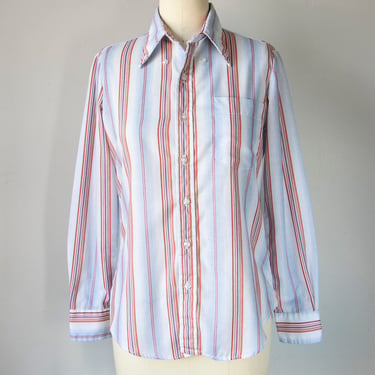 1970s Blouse Striped Top XS 