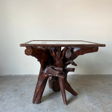 Vintage Handmade Sculptural Root Wood Accent Table 