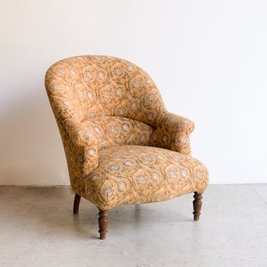 Vintage Block Print Crapaud Chair | Nidra Gold