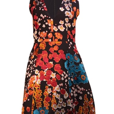 Alice & Olivia - Black, Orange, & Teal Floral Sleeveless Dress Sz 6