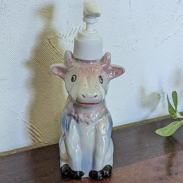 Vintage Lusterware Ceramic Cow Soap Dispenser 