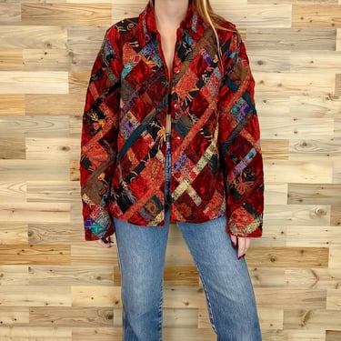 Patchwork Mixed Pattern Tapestry and Velvet Jacket 