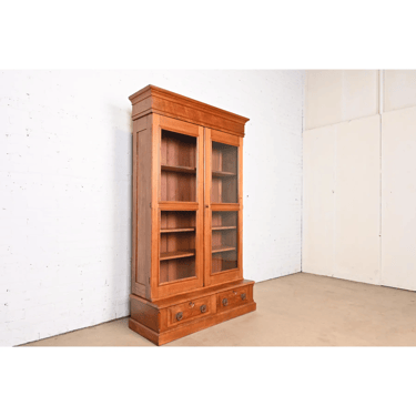 Herter Brothers Style Antique Eastlake Victorian Carved Walnut Bookcase, Circa 1880s