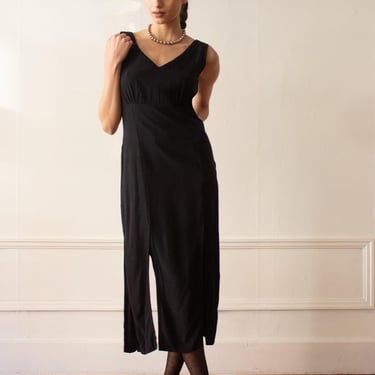 1990s Black Taffeta Carwash Dress 