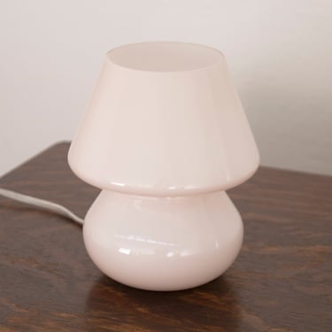 Pink Murano glass mushroom lamp height 18cm, Made in Italy design table lamp 