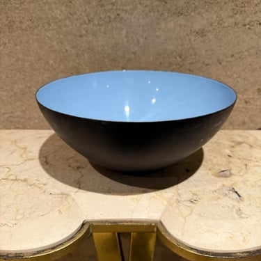 Krenit Bowl by Herbert Krenchel Blue Enamel, Denmark 1960s Scandinavian Modern 