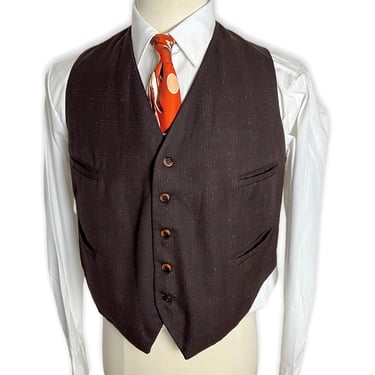 Vintage 1940s/1950s ATOMIC FLECK Wool Vest ~ size 40 ~ Waistcoat ~ Wedding ~ 