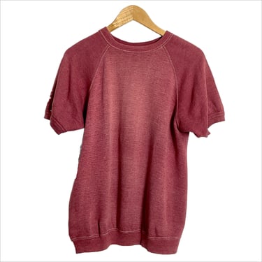 1970s red short sleeve sweatshirt - vintage sportswear 