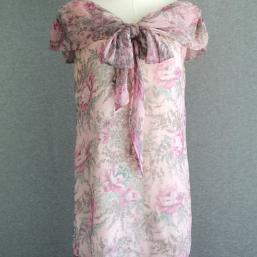 Silk - 1990's does the 20's - Dusty Rose - Cottagecore - Party Dress - Estimated size M 