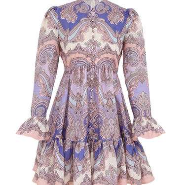 Maxine Long Sleeve Mini Dress - Purple Paisley