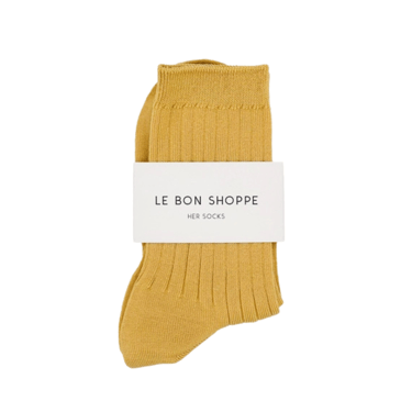 Le Bon Shoppe Her Socks - Mercerized Combed Cotton Rib - Buttercup