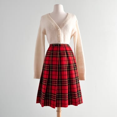 Vintage Gor-Ray Made in England Clan Wallace Tartan Wool Pleated Skirt / Sz S