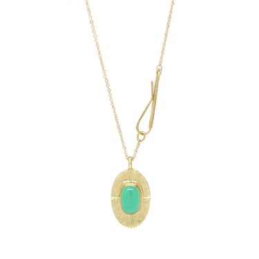 One-of-a-Kind Oval Ridged Dart Chrysoprase Necklace