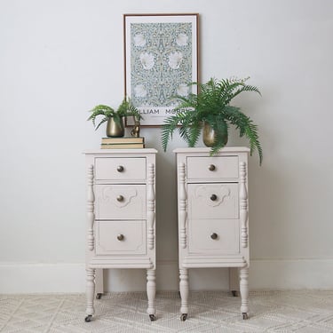 A Set of Side Tables in Turtledove Taupe
