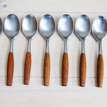 Set of 8 Dansk Fjord Flatware Soup Spoons by Jens Quistgaard with Blemishes 