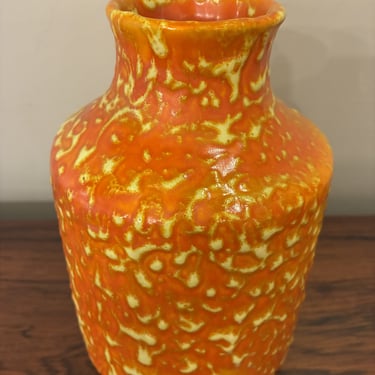 Hungarian Lava Glaze Vase in Yellow & Orange