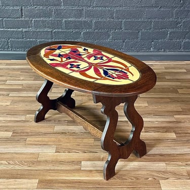 Vintage Spanish Revival Oak & Tile Coffee Table, c.1940’s 