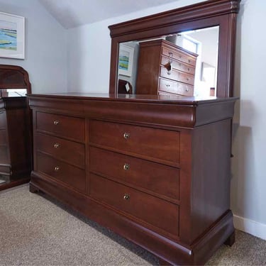 Louis Philippe Style Cherry Dresser & Mirror