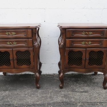 French Large Tall Solid Cherry Nightstands Bedside Side End Tables a Pair 4006