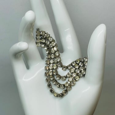 Four Row Rhinestone Double Brooch