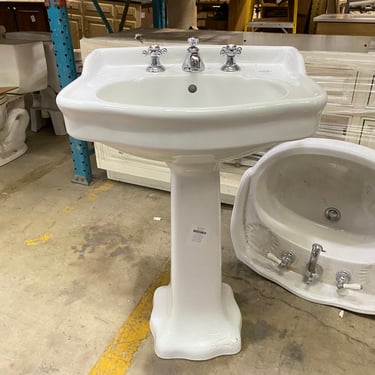 VitrA Pedestal Sink with Chrome Hardware