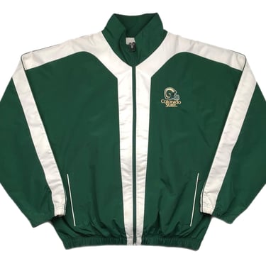 Vintage 90s Russell Athletic Colorado State University Rams Football Embroidered Full Zip Jacket Coat Size XL 