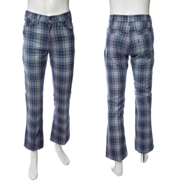1970's Levi's Blue and Gray Plaid Pants Size 30